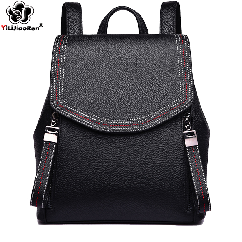 Embroidery Simple - Fashion Thread Women Backpack Designer Genuine