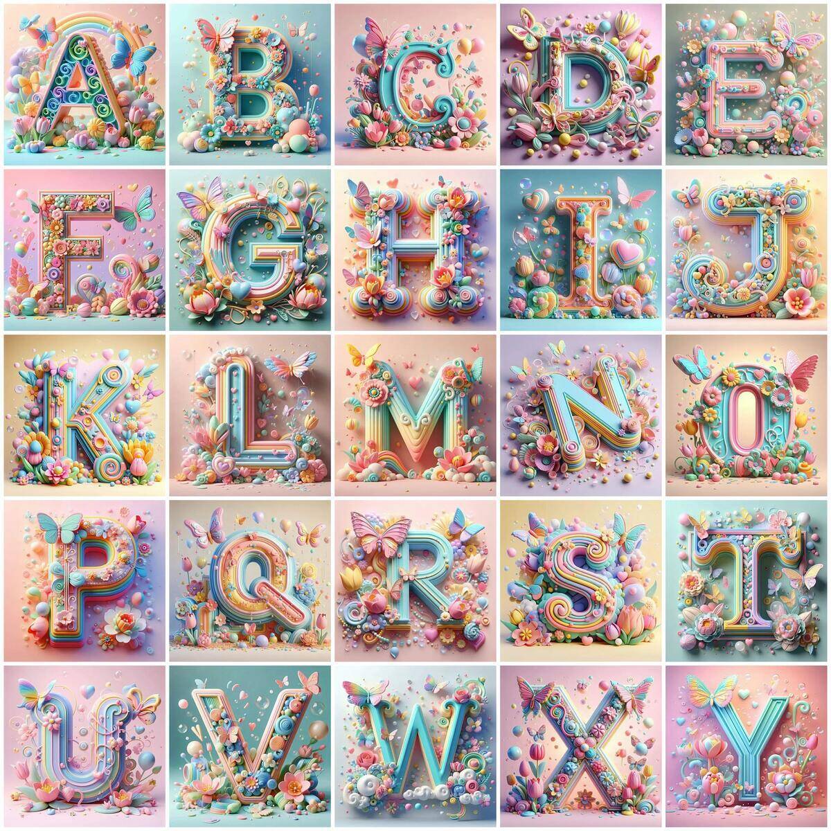 Embroidery Font - Huacan Diamond Painting Butterfly Animal Alphabet