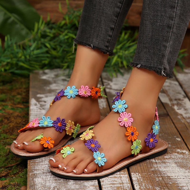 Embroidery Design Free - Bohemian Embroidery Flower Designer Sandals Women