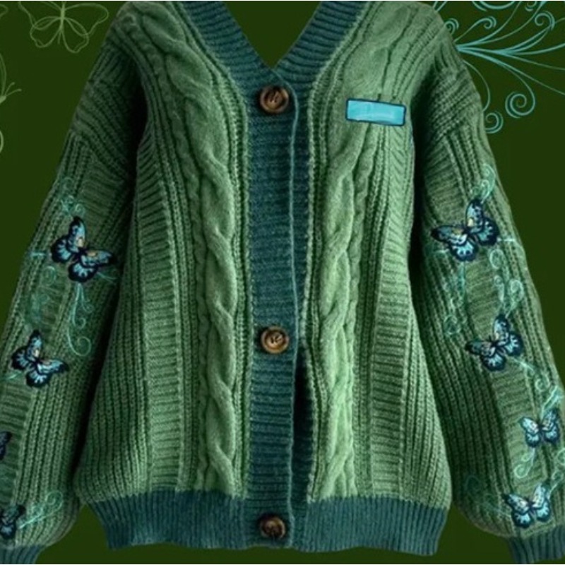 Embroidery Cardigan - Women's Clothing Autumn Winter Cardigans Coat