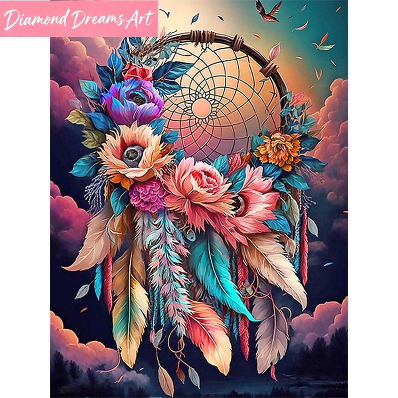 Embroidery Roses - Frameless, Diamond Painting Dream Catcher Butterfly