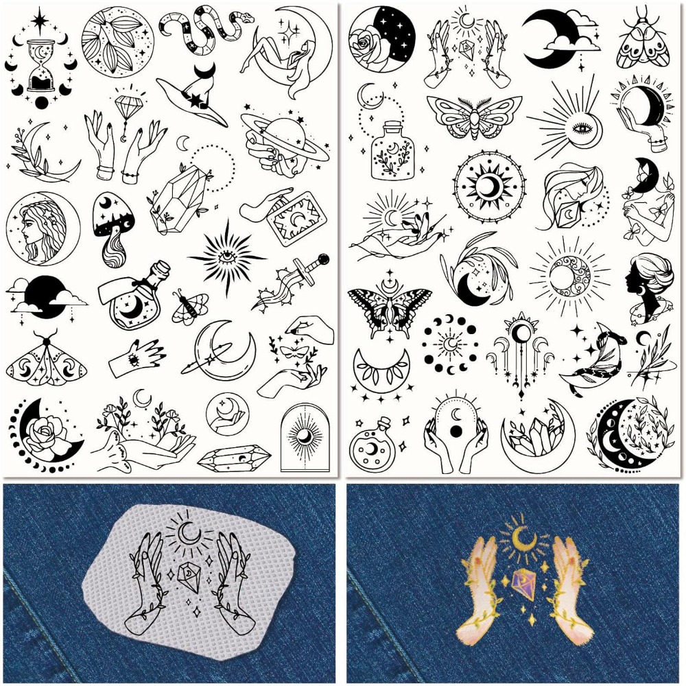 Embroidery Ideas - 51Pcs Boho Moon Sun Water Soluble
