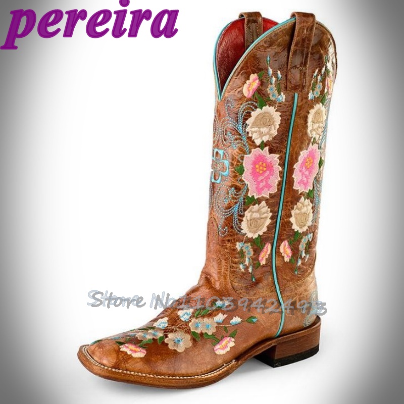 Embroidered Flower Boots Rose  - Embroidery Roses review and price
