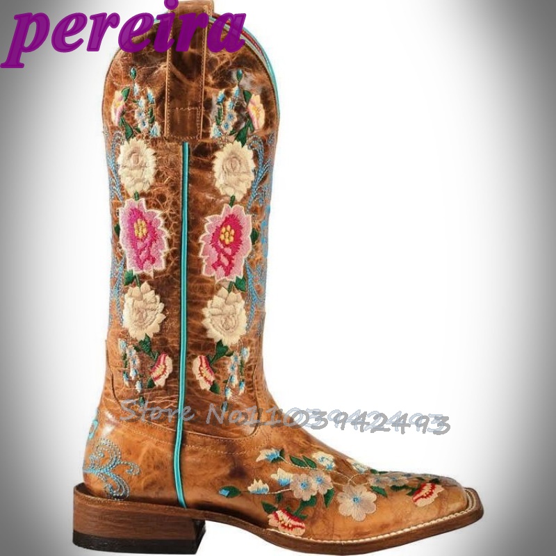 Embroidered Flower Boots Rose  - Embroidery Roses review and price