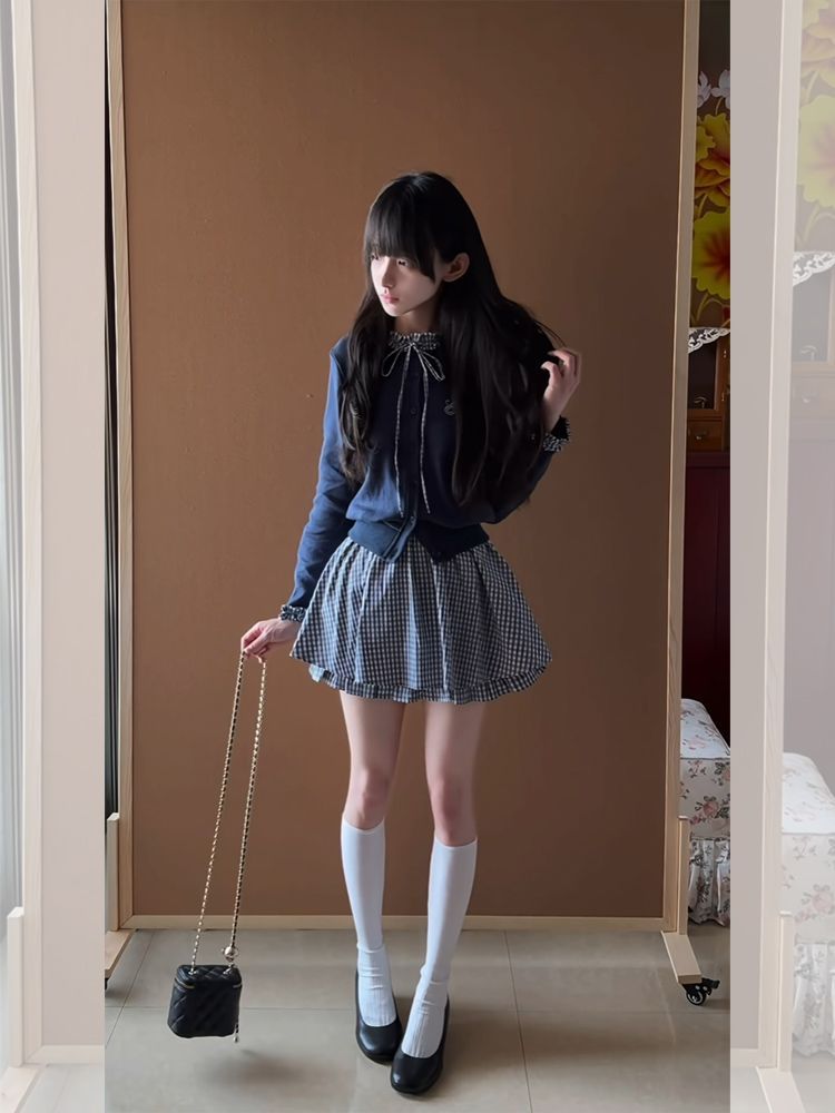 Japanese Preppy Sweet 2 Piece  - Embroidery Cardigan review and price