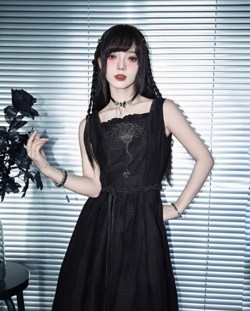 New Crinoid Embroidery Black D - Embroidery Dress review and price