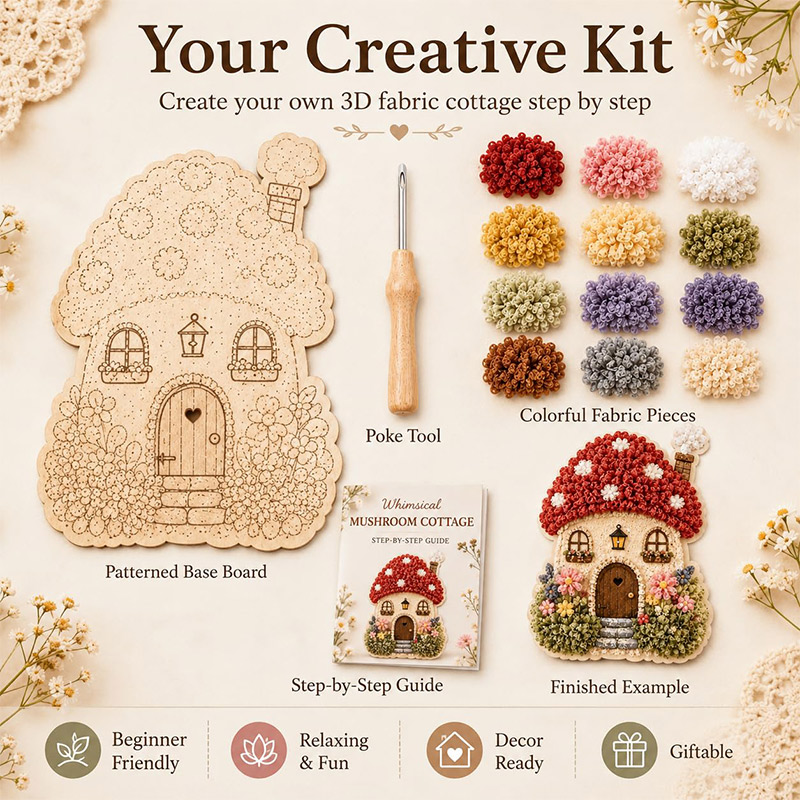 3D Mushroom House Poke Art DIY - Embroidery Needles review and price