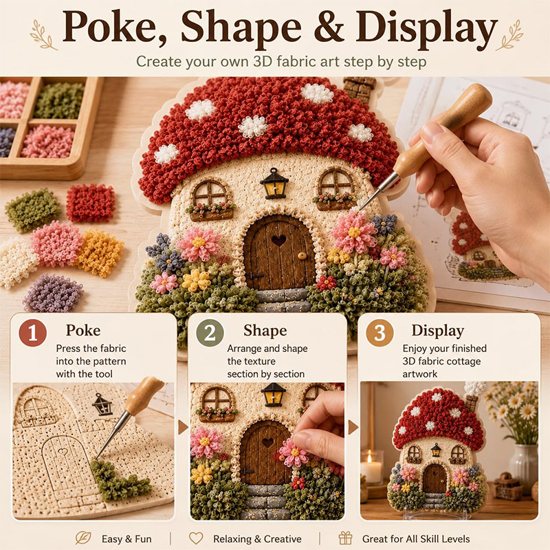 3D Mushroom House Poke Art DIY - Embroidery Needles review and price