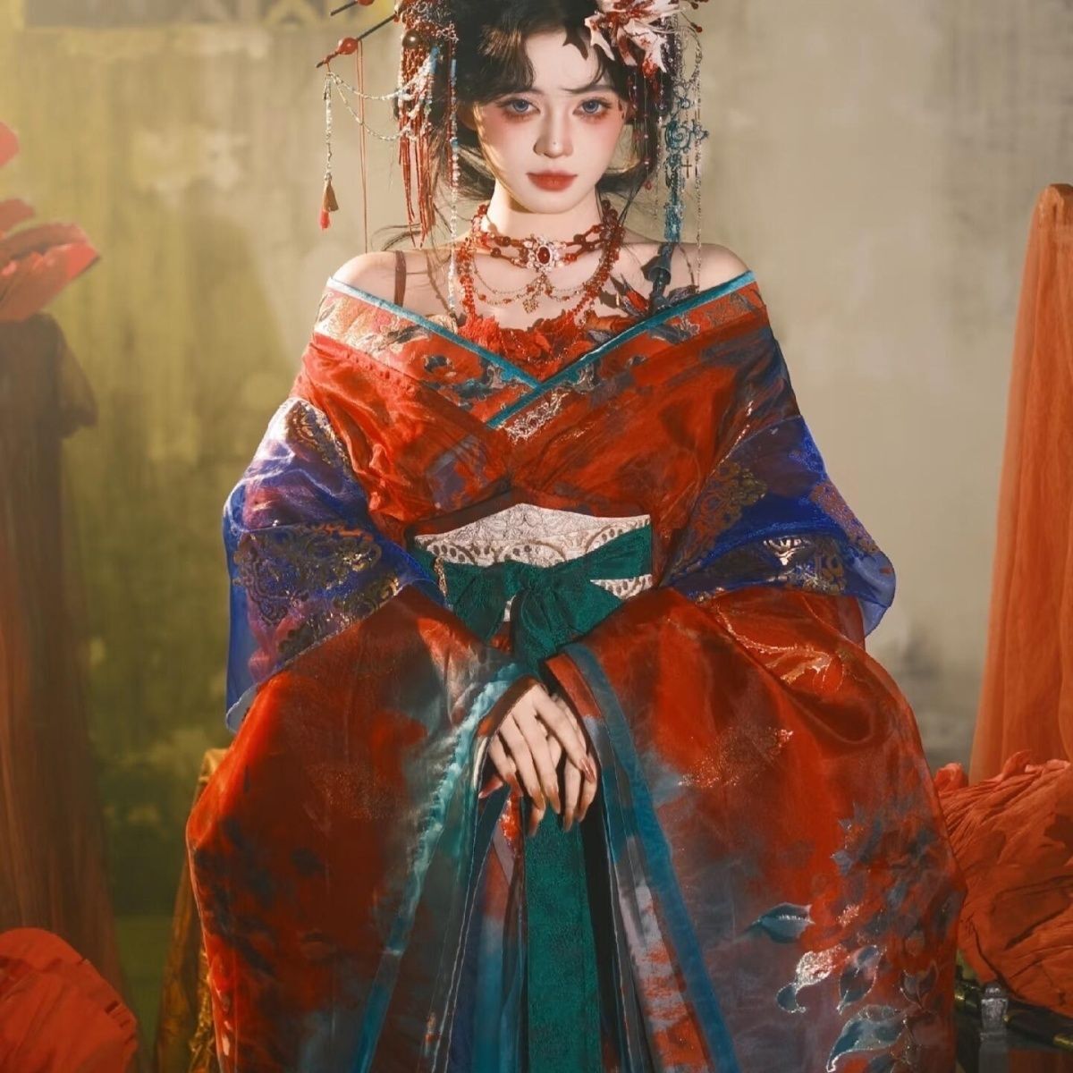 Black Blue Embroidery Hanfu Wo - Embroidery Dress review and price