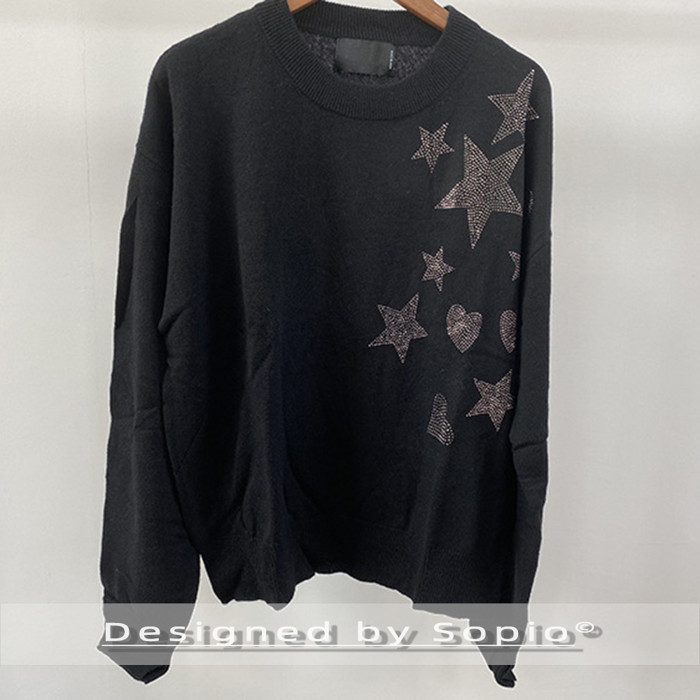 Star Heart Strass Sweater Wome - Embroidery Cardigan review and price