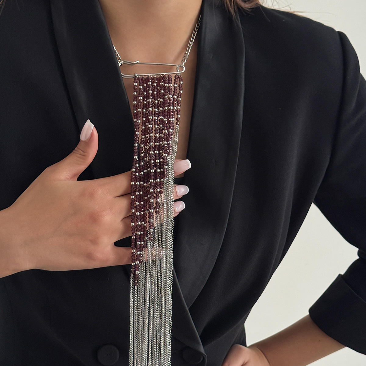 Silver Color Tassel Chain Broo - Embroidery Simple review and price
