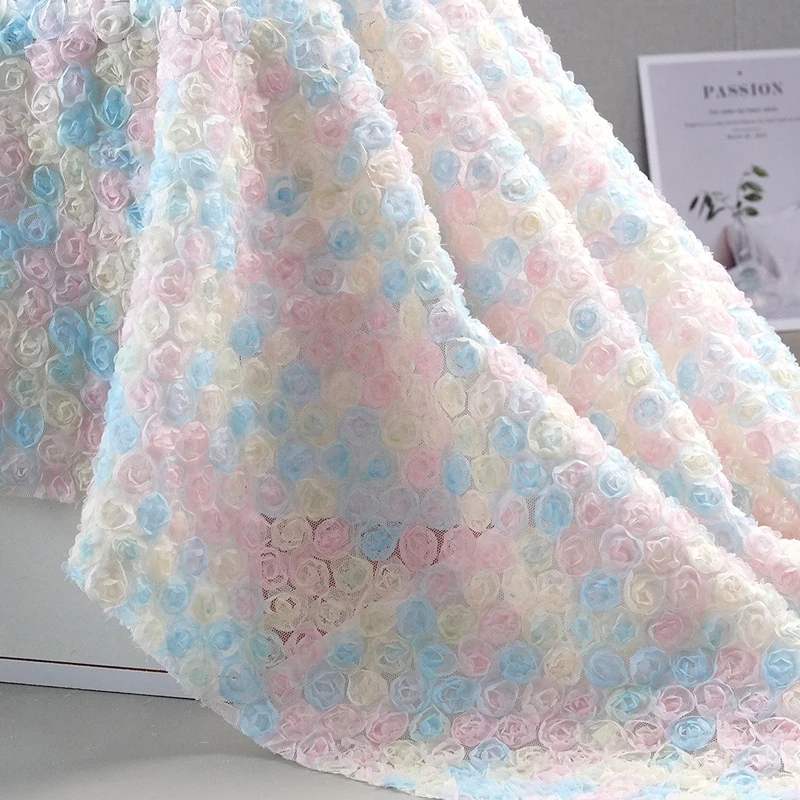 Colorful 3D Floral Embroidery  - Embroidery Roses review and price